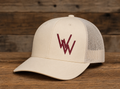 Cream Mesh with Maroon WW Trucker Cap